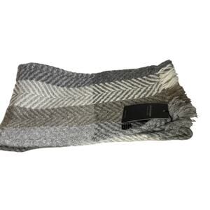 NWT John Branigan Scarf B Offset 12 Multi Beige Chevron/ Herring Bone